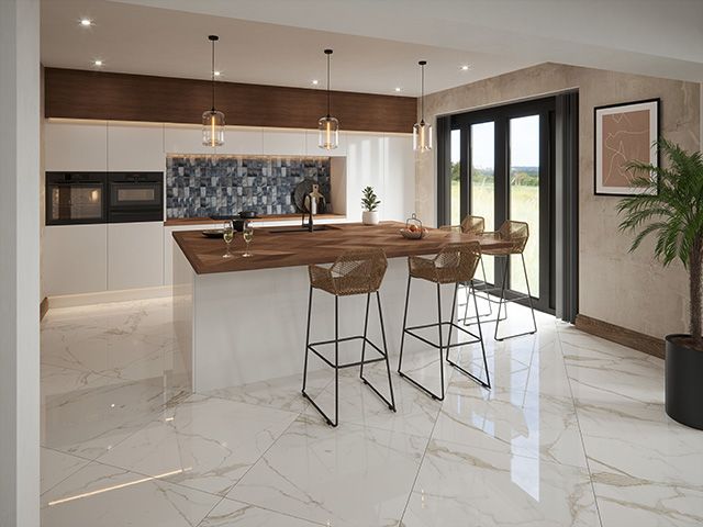 diagonal marble kitchen floor tiles - goodhomesmagazine.com