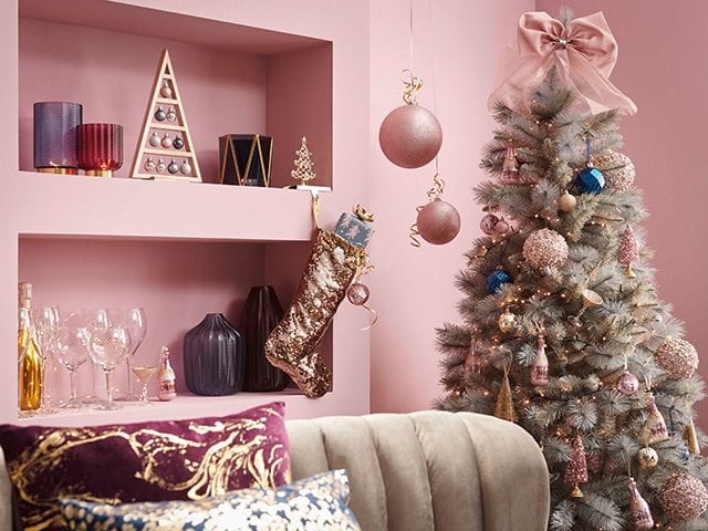 Blush pink christmas decorating scheme - inspiration - goodhomesmagazine.com