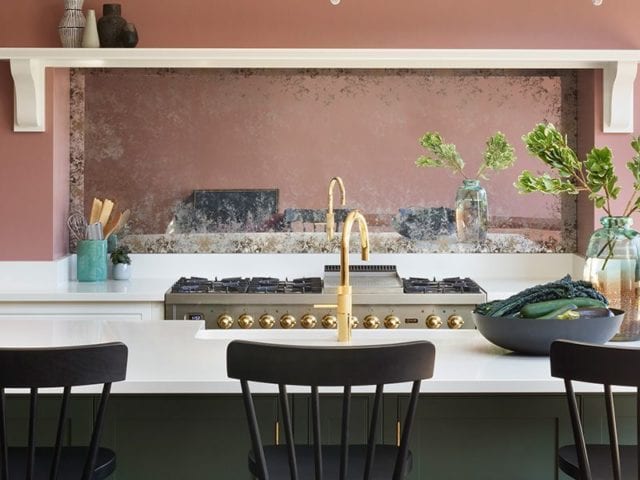 pink and green kitchen design - goodhomesmagazine.com
