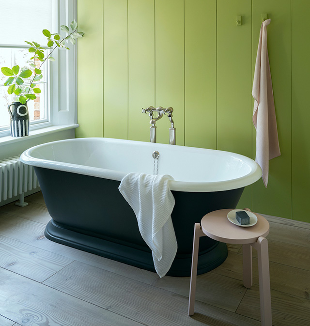 stylish green bathroom with tongue and groove panelling - goodhomesmagazine.com