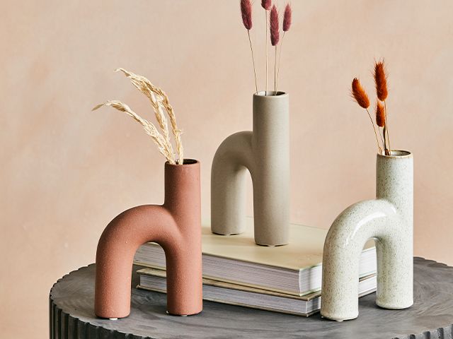 arched vases rose and grey - interior trends for 2020: artistic arches - shopping - goodhomesmagazine.com
