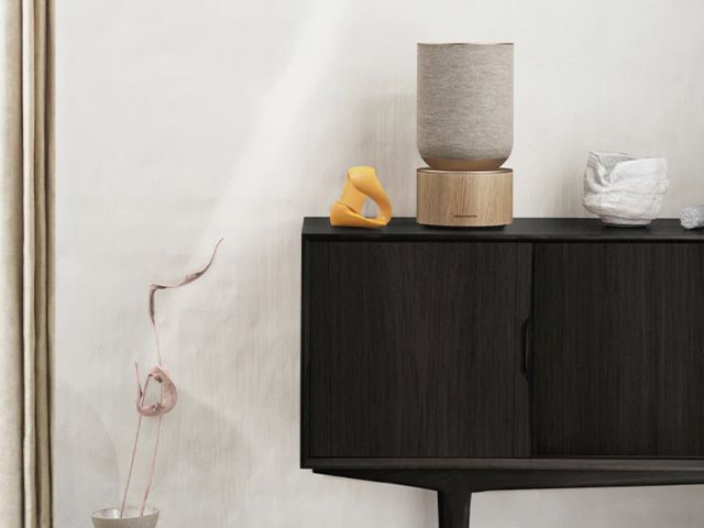 bang and olufsen speaker beige - 7 of the best smart speakers - shopping - goodhomesmagazine.com