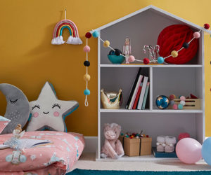 children's bedroom house-shaped shelving - children's bedroom - goodhomesmagazine.com
