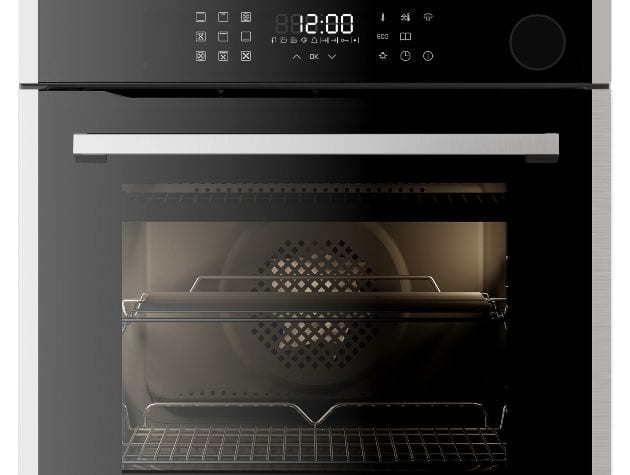 front of an integrated oven