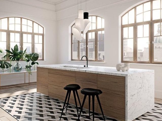 marble and wood kitchen island - 6 design ideas for marble kitchens - kitchen - goodhomesmagazine.com