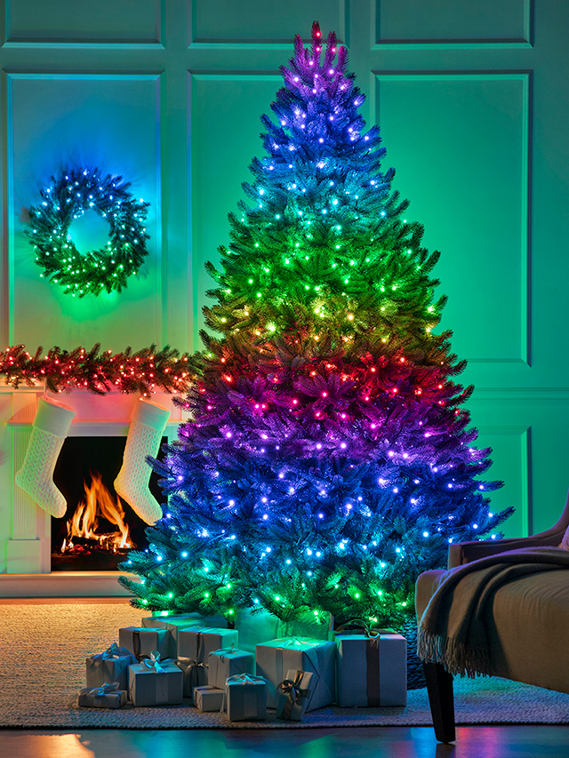 tree with colour changing lights - inspiration - goodhomesmagazine.com