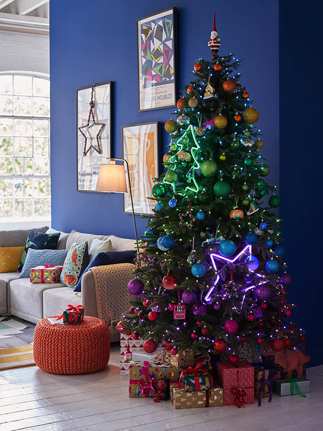 ombre colourful christmas tree - inspiration - goodhomesmagazine.com