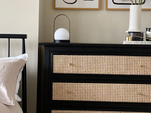 beiged painted rattan bedroom