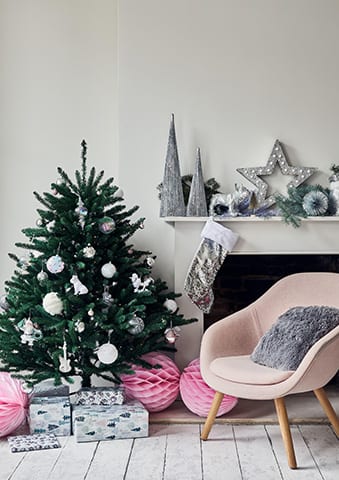 blush and white christmas decor