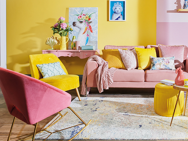 yellow bright living room