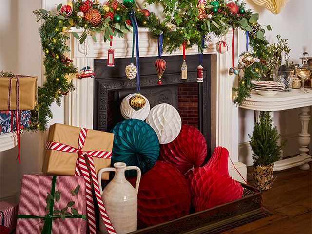 festive honeycomb fireplace