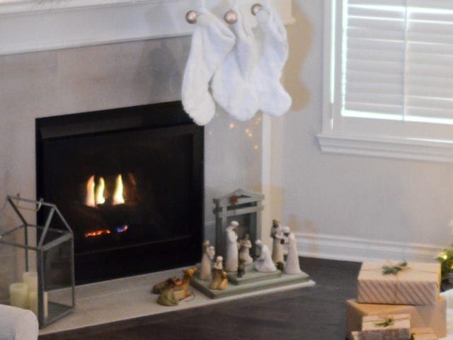 festive fireplace glowing embers