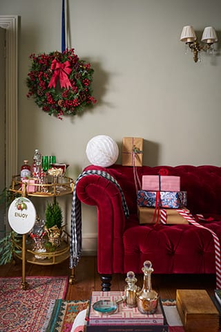 vintage festive cocktail trolley