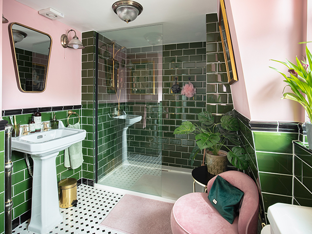 pink and green en suite