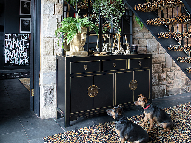 leopard print hallway