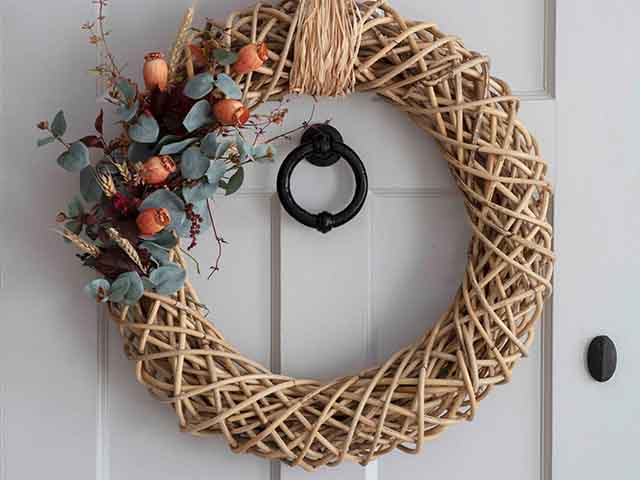 rattan autumnal door wreath