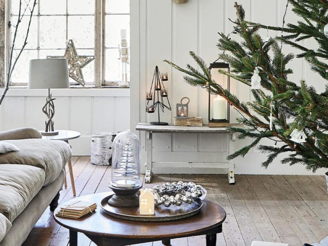 white christmas scandi cabin