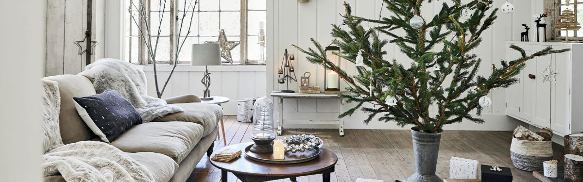 white christmas scandi cabin