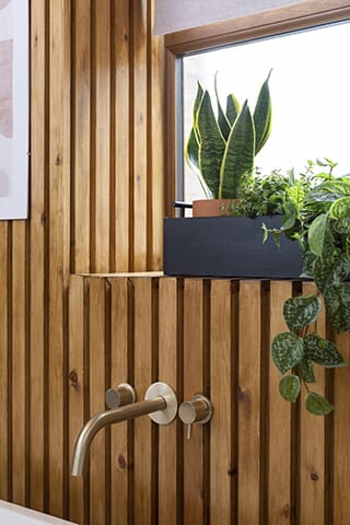 wood cladding in bathroom