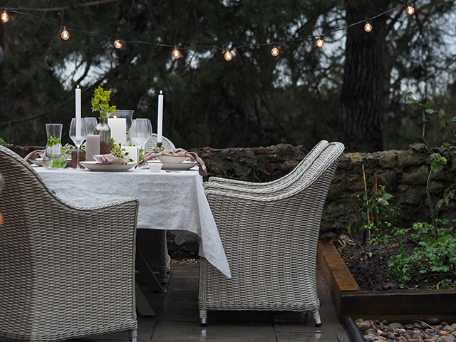 outdoor dining for winter - new year's eve ideas for 2020 - goodhomesmagazine.com