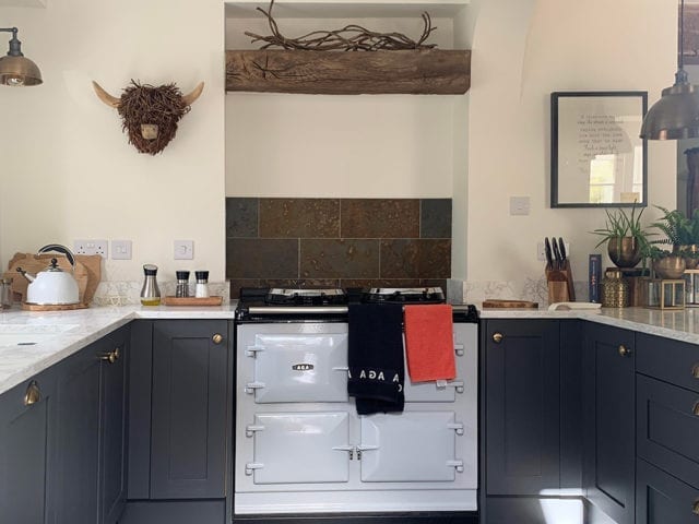 kitchen with aga in centre