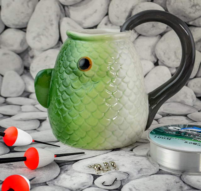 fishing mug with lures - gift ideas for men - goodhomesmagazine.com