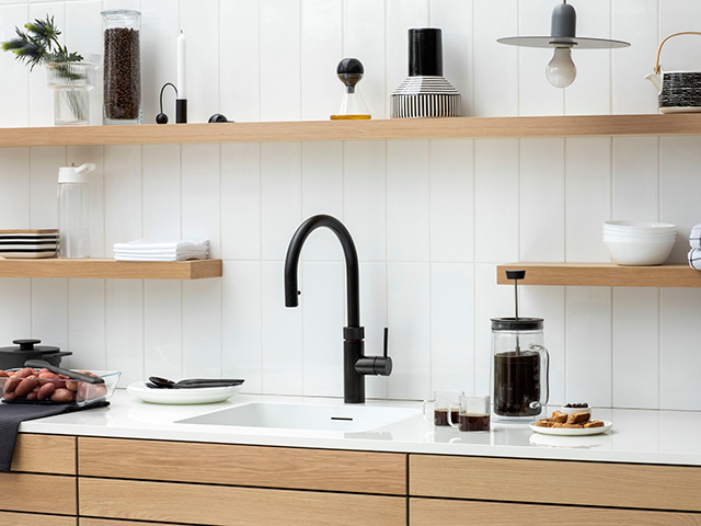 modern natural kitchen with black quooker tap - inspiration - goodhomesmagazine.com