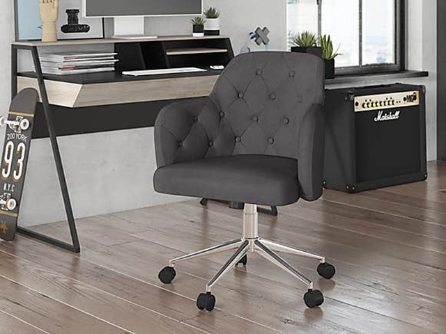 grey fabric swivel desk chair - best offce chairs 2021 - goodhomesmagazine.com