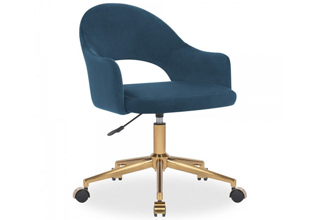 best desk chairs: blue velvet swivel office chair from cult furniture