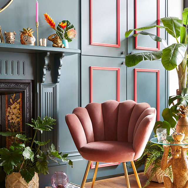 living room with colourful wall panelling - goodhomesmagazine.com