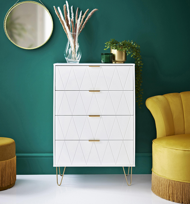 B&M Loft Studio 4 Drawer Chest - White, £80 | Good Homes Magazine