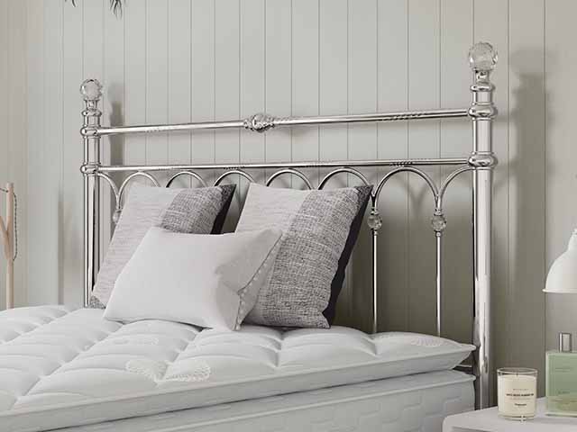 Metal headboard with crystal diamantee effects, goodhomesmagazine.com