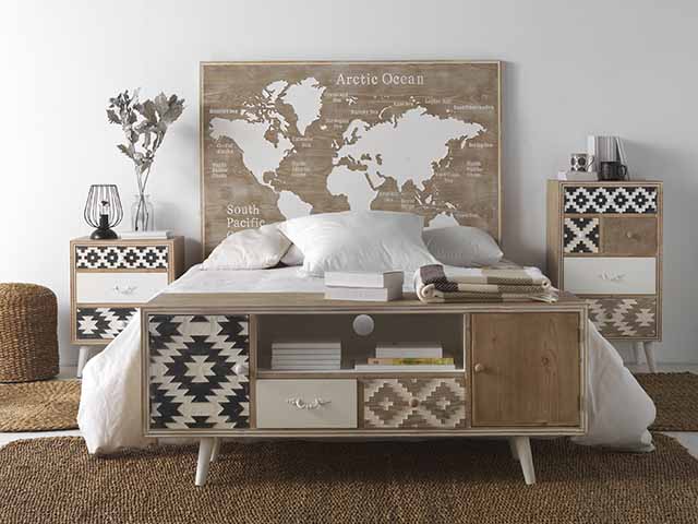 Map design headboard with storage, goodhomesmagazine.com