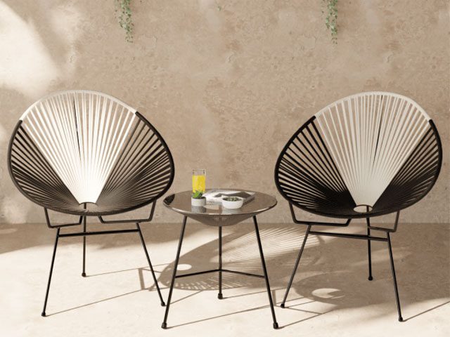 monochrome garden furniture string set of bistro chairs from Cult Furniture 
