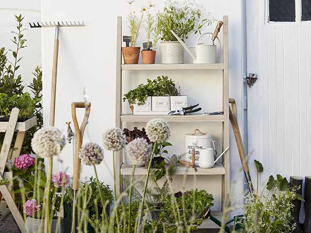 Outdoor plant shelf with kerb appeal, goodhomesmagazine.com