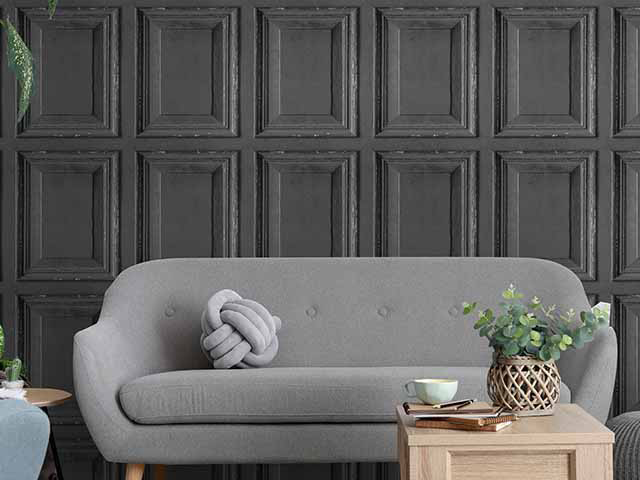 Antique Wood Panel Regency Grey £22.00 www.ilovewallpaper.co.uk Roomset | Good Homes Magazine