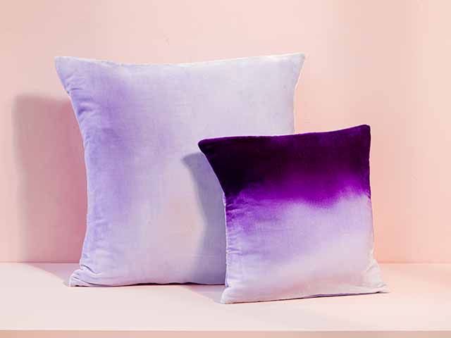 purple dip dye cushions from etsy