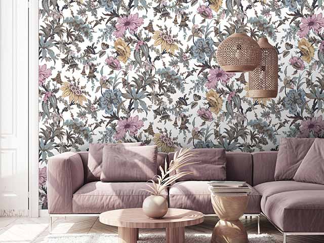 90s interiors floral wallpaper, goodhomesmagazine.com