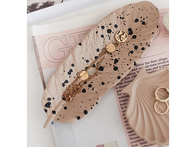 Missguided Nude speckled feather concrete tray | Good Homes Magazine