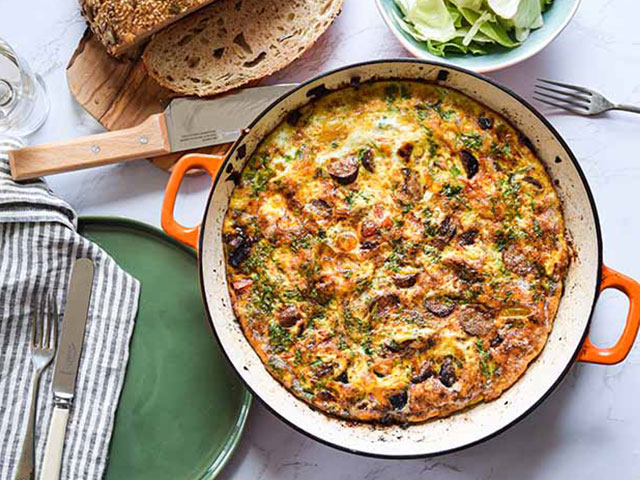 This sausage frittata is a crowd pleaser for the changing seasons