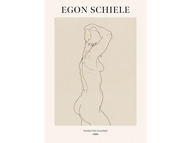 Egon Schiele, standing nude, facing right | Image: Desenio | Good Homes Magazine