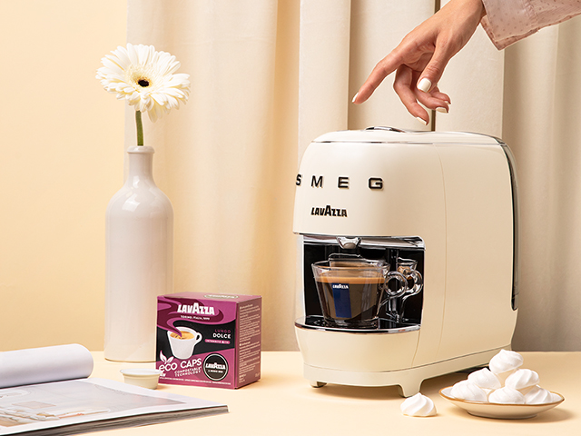 SMEG coffee machine with Lavazza coffee pods