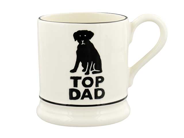 Emma Bridgewater cream ceramic mug with an illustrated dog and 'Top Dad' text - Father's Day - Goodhomesmagazine.com