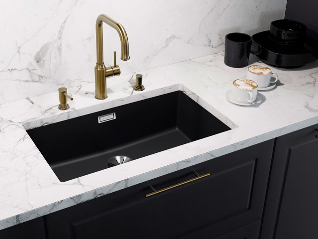 black stone-look kitchen sink