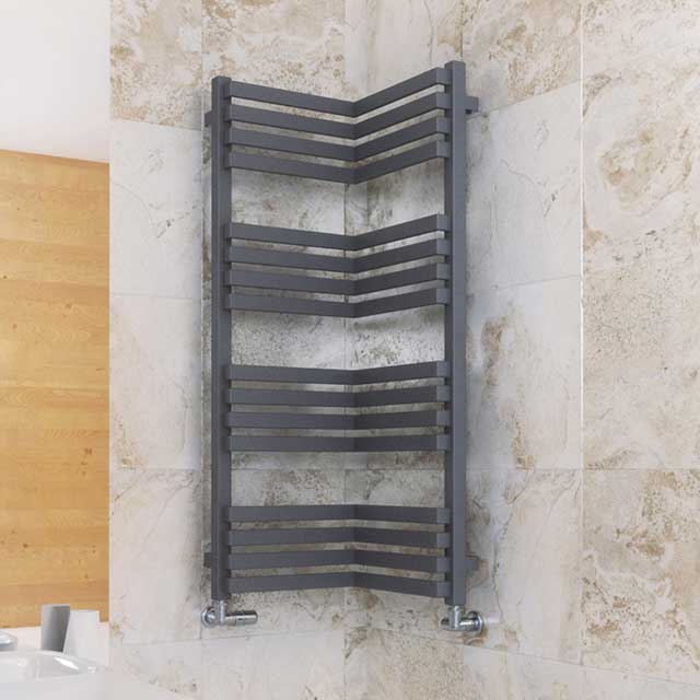 heated towel rail dark corner unit