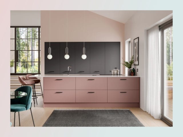 Symphony pastel pink modern kitchen goodhomesmagazine.com