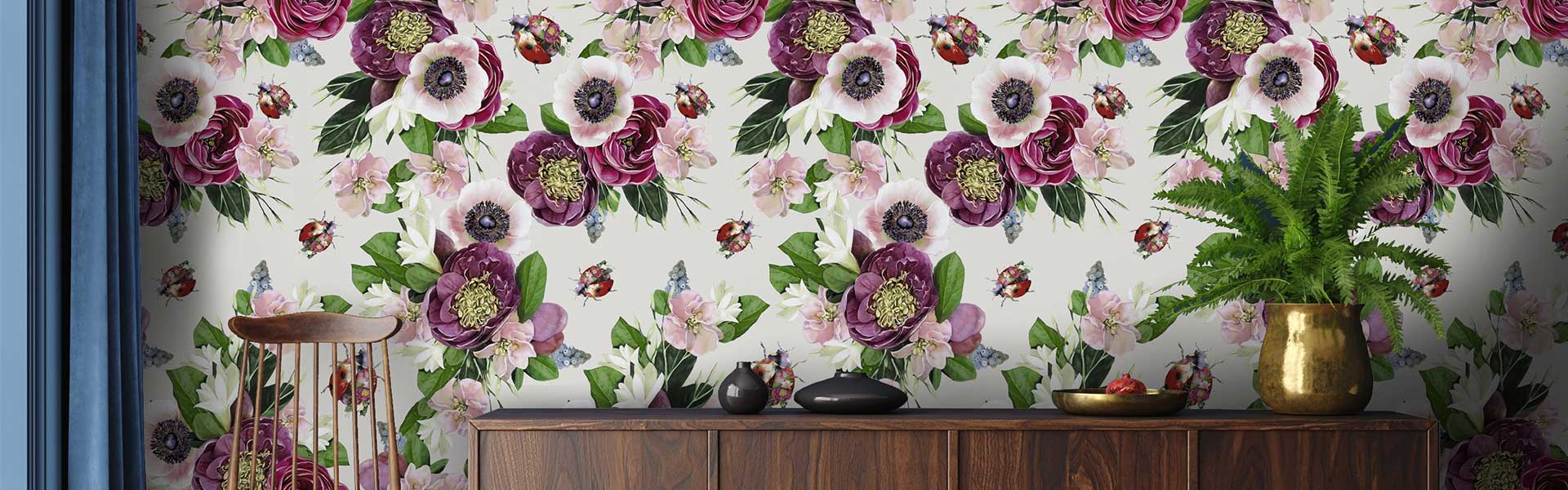 Vintage style floral wallpaper in different shades of pink with a cream background - Instagram wallpaper trends - Goodhomesmagazine.com