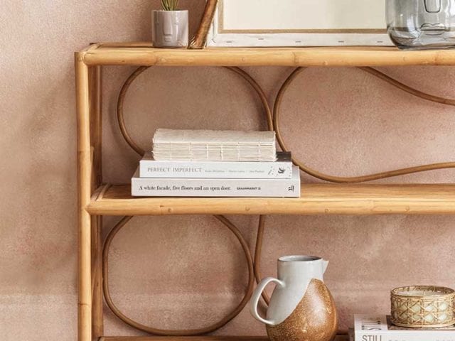 Two rattan shelving units in a neutral toned room - Rattan - Goodhomesmagazine.com