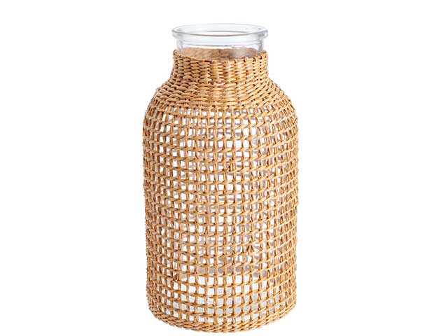 Glass vase with a seagrass rattan cover - Rattan - Goodhomesmagazine.com