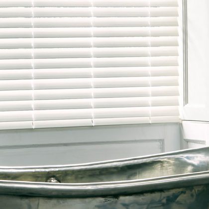 Faux wood blinds for bathroom from Blinds Direct